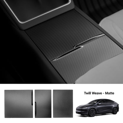 Dry Carbon Fiber Center Console Cover For Tesla Model Y Juniper / Model 3 Highland