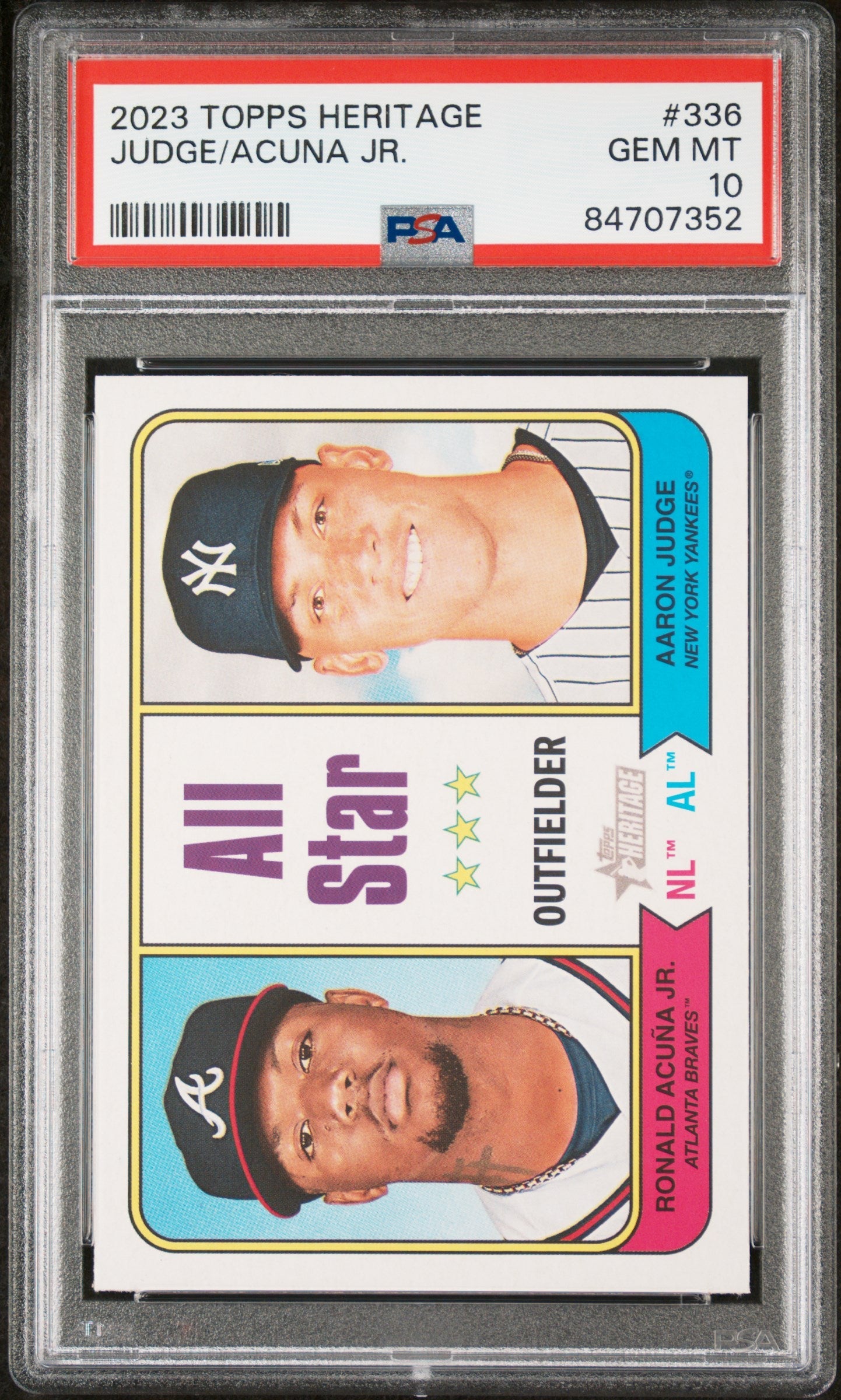 2023 TOPPS HERITAGE ACUNA JR/JUDGE  #336 - PSA 10