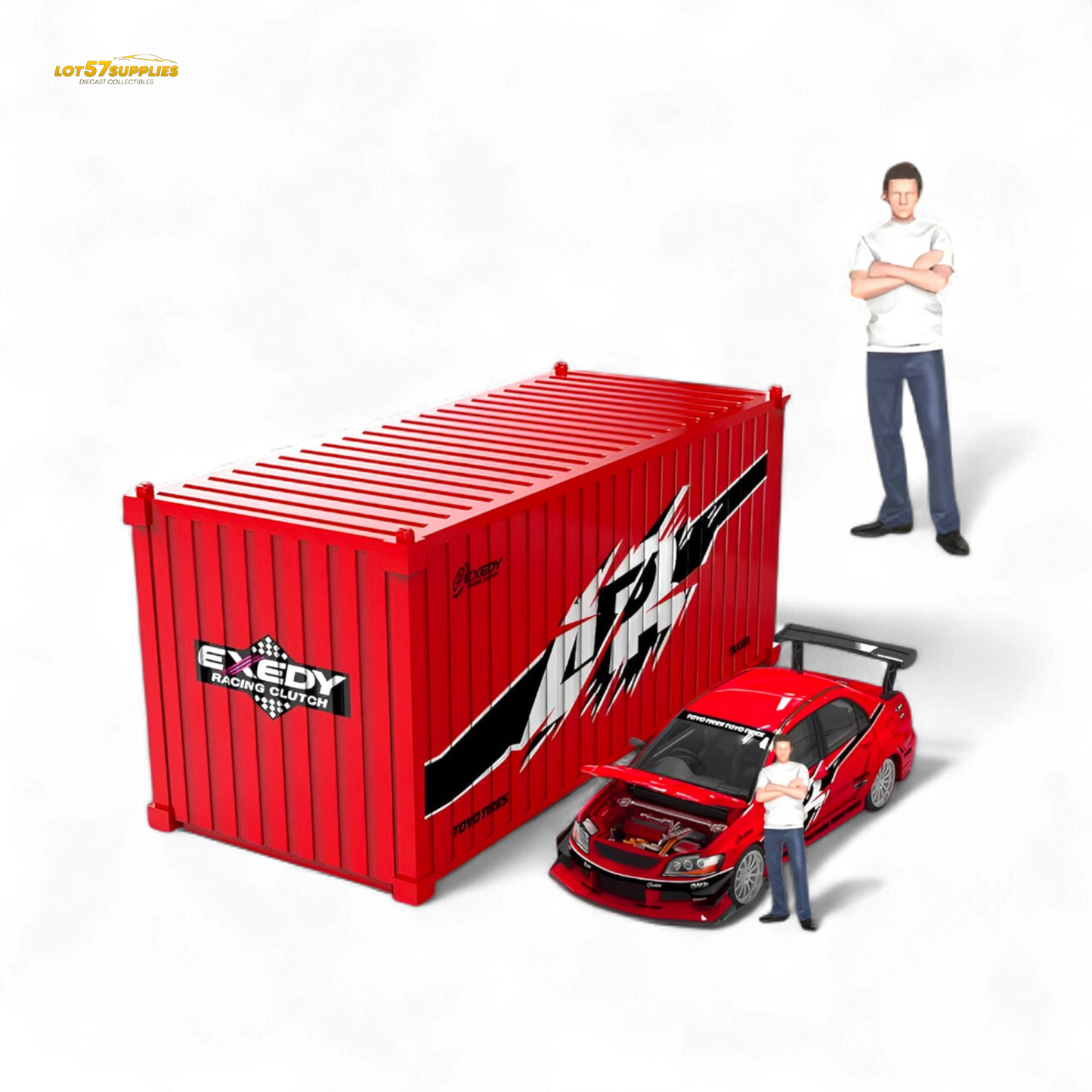 TimeMicro Mitsubishi Lancer EVO 9th Gen - Openable Hood & Figure - With Container 1:64