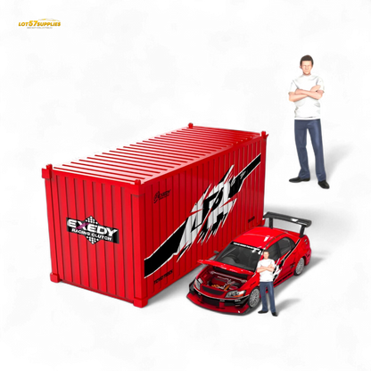 TimeMicro Mitsubishi Lancer EVO 9th Gen - Openable Hood & Figure - With Container 1:64