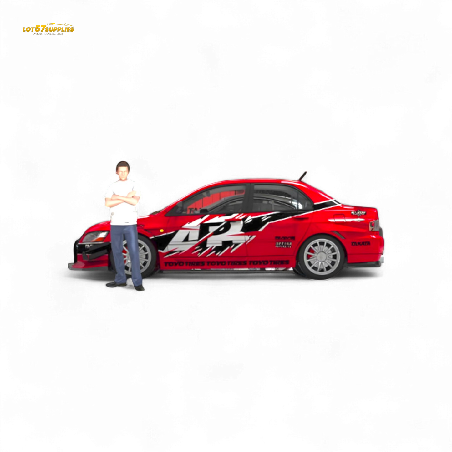 TimeMicro Mitsubishi Lancer EVO 9th Gen - Openable Hood & Figure - With Container 1:64