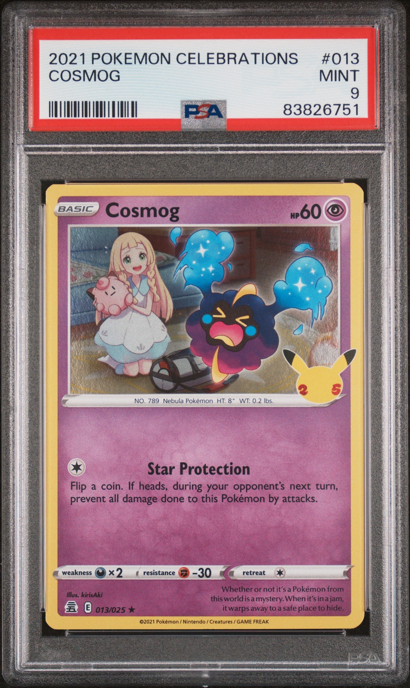2021 POKEMON CELEBRATIONS COSMOG #13 PSA 9