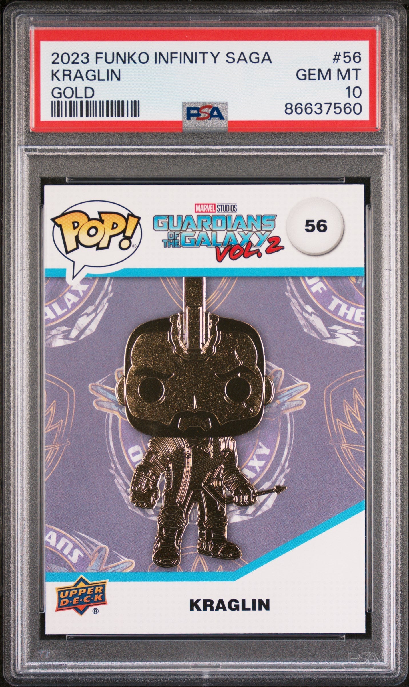2023 UPPER DECK FUNKO POP MARVEL  KRAGLIN GOLD #56  PSA 10