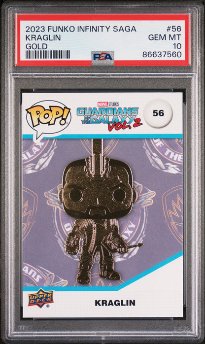 2023 UPPER DECK FUNKO POP MARVEL  KRAGLIN GOLD #56  PSA 10