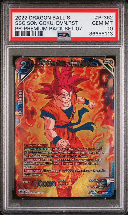 2022 DRAGON BALL SUPER REALM OF THE GODS 7 SSG GOKU, DVN RSTRNT #P-362 - PSA 10