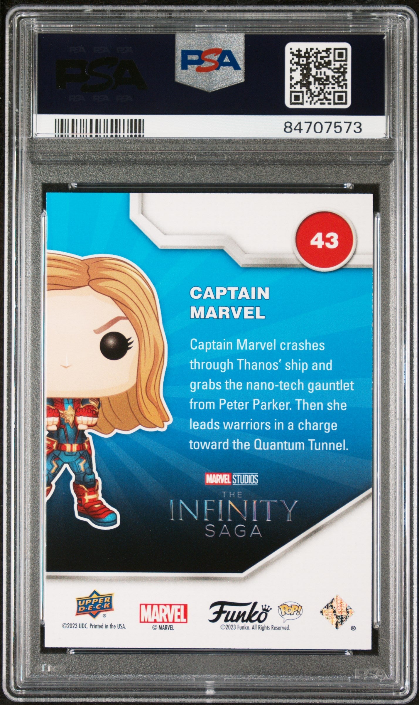 2023 UPPER DECK FUNKO POP MARVEL  CAPTAIN MARVEL PATINA #43  PSA 10
