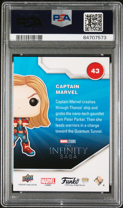 2023 UPPER DECK FUNKO POP MARVEL  CAPTAIN MARVEL PATINA #43  PSA 10