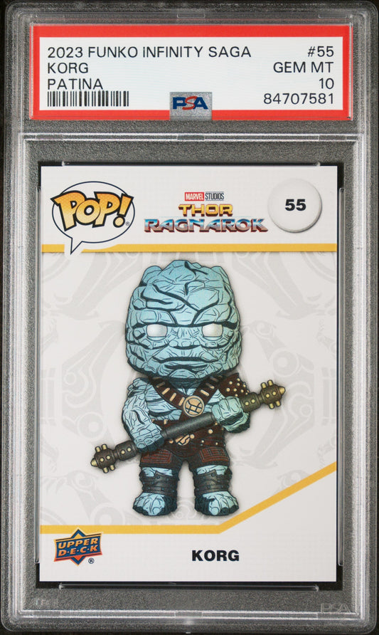 2023 UPPER DECK FUNKO POP MARVEL  KORG PATINA #55  PSA 10