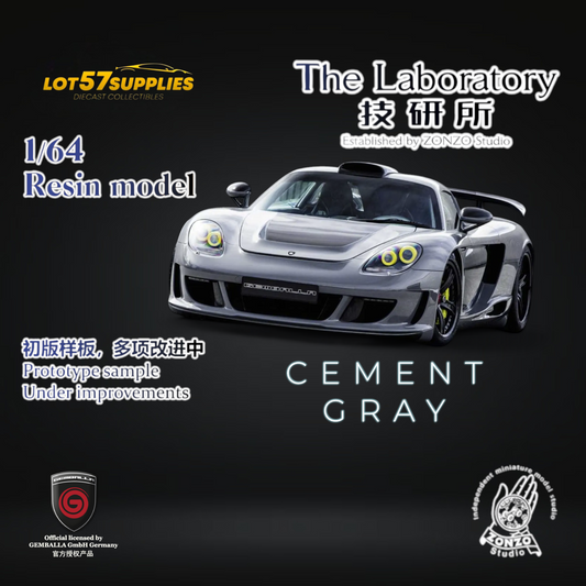(Pre-Order) The Laboratory X ZONZO Gemballa Mirage GT Cement Grey 1:64 Resin