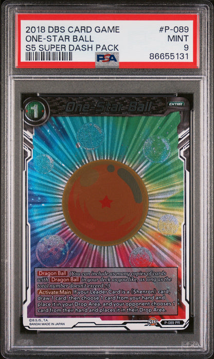 2018 DRAGON BALL SUPER SUPER DASH ONE-STAR BALL #P-089 - PSA 9