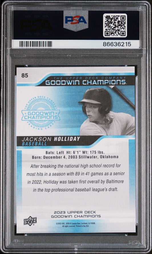2023 UPPER DECK GOODWIN CHAMPIONS JACKSON HOLLIDAY  #85 - PSA 10