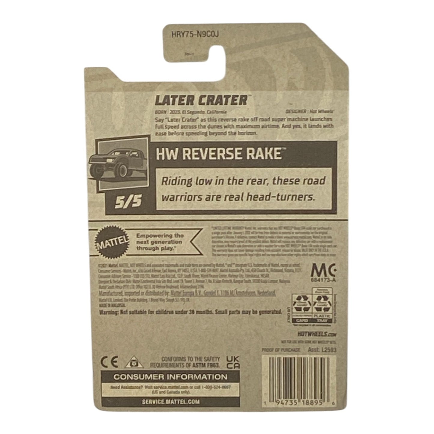 Hot Wheels Later Crater - Reverse Rake Series 5/5