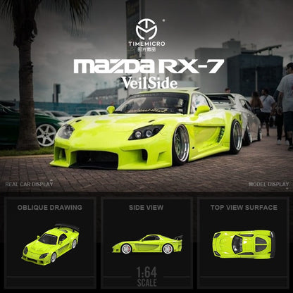 TimeMicro Mazda RX-7 VeilSide BLACK / GREEN / WHITE 1:64