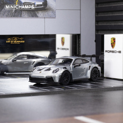 Minichamps X CLDC Exclusive Porsche 911 GT3 RS in Raw Silver English Magazine Version 1:64 (MAGAZINE INCLUDED)