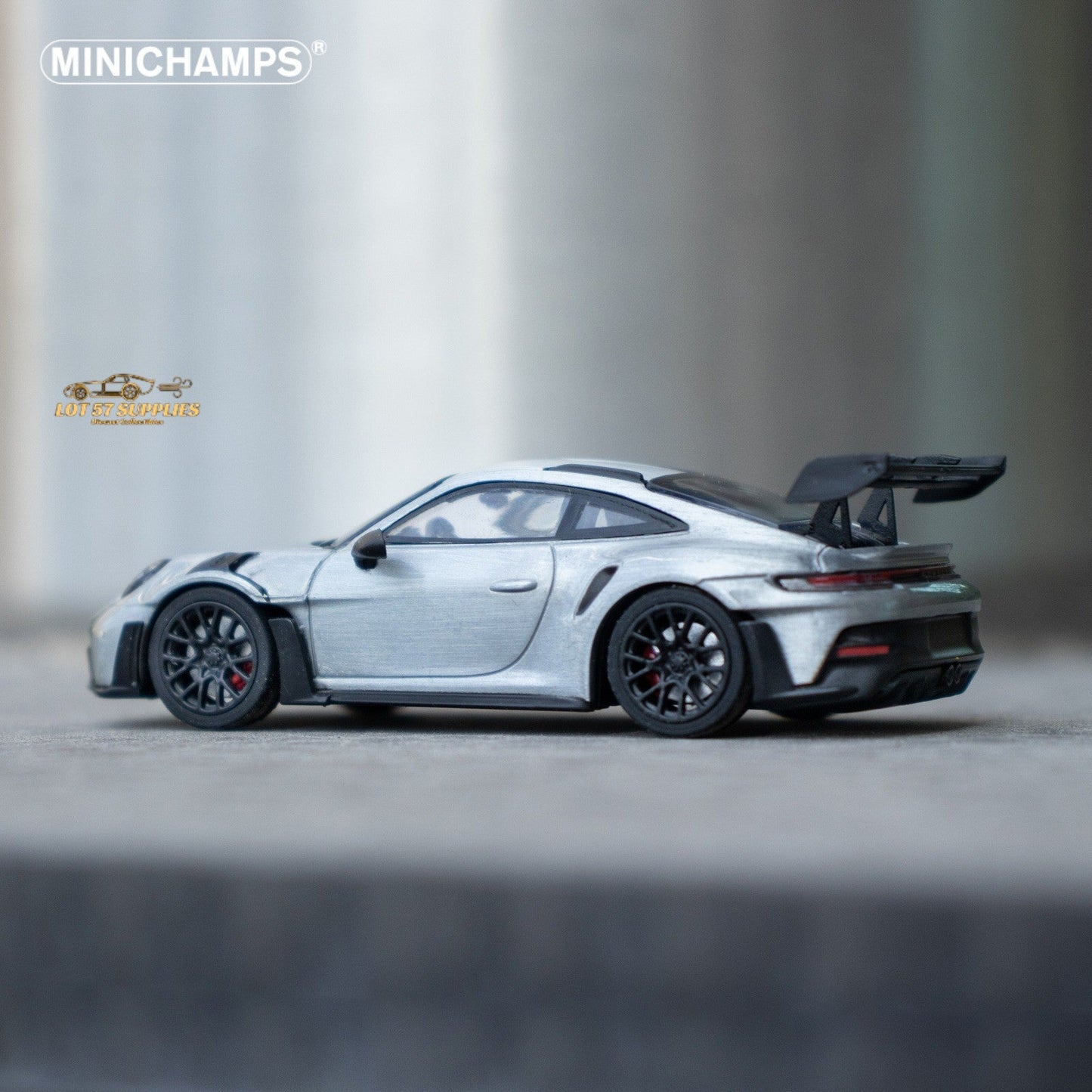 Minichamps X CLDC Exclusive Porsche 911 GT3 RS in Raw Silver English Magazine Version 1:64 (MAGAZINE INCLUDED)