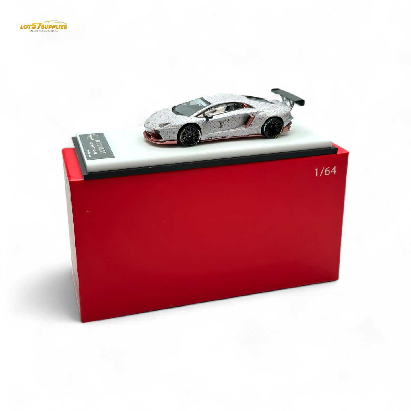 King Model Lamborghini Aventador LP700-4 LB 1.0 White LV Livery 1:64