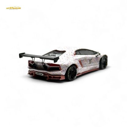 King Model Lamborghini Aventador LP700-4 LB 1.0 White LV Livery 1:64
