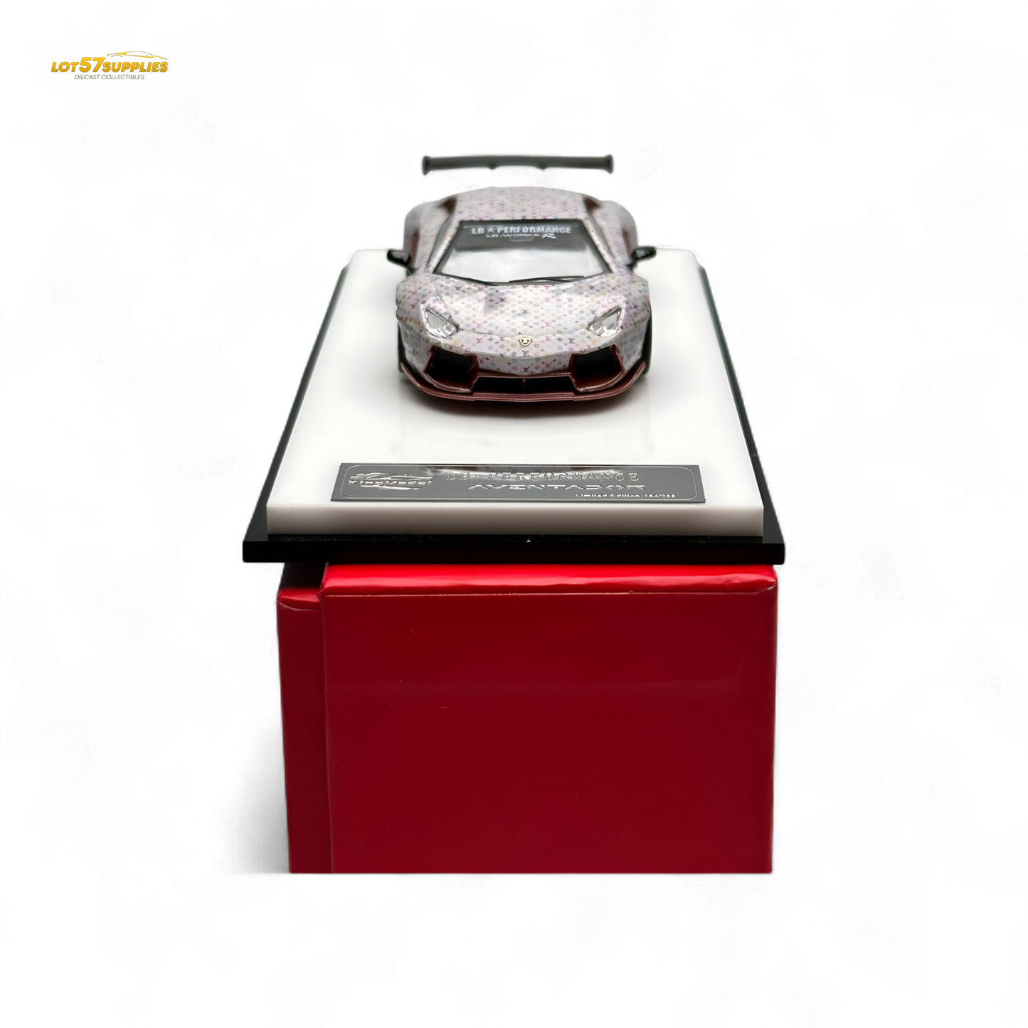 King Model Lamborghini Aventador LP700-4 LB 1.0 White LV Livery 1:64