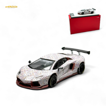King Model Lamborghini Aventador LP700-4 LB 1.0 White LV Livery 1:64