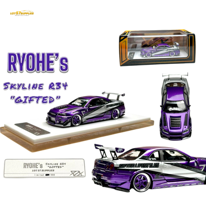 Error404 X LOT 57 Exclusive RYOHE's Skyline R34 "GIFTED" Resin 1:64