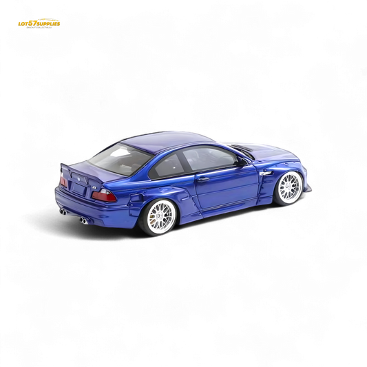 FLAME BMW M3 E46 Widebody Pandem in Metallic Blue Resin 1:64