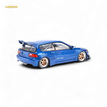 Pop Race Pandem Civic EG6 Metallic Blue w/ Openable hood 1:64