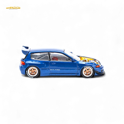 Pop Race Pandem Civic EG6 Metallic Blue w/ Openable hood 1:64