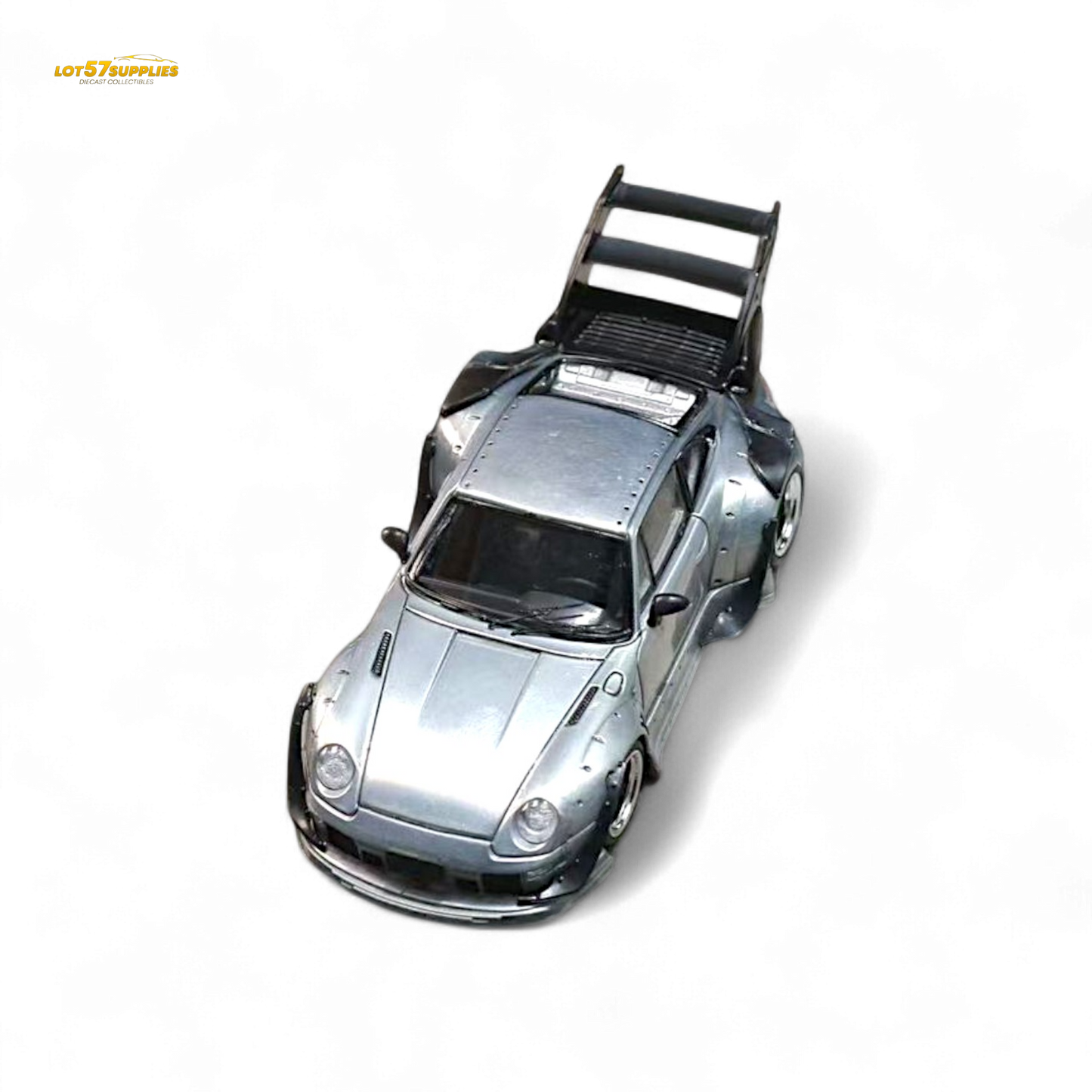 Street Weapon Porsche RWB 993 Raw Varnish Color High Wing 1:64