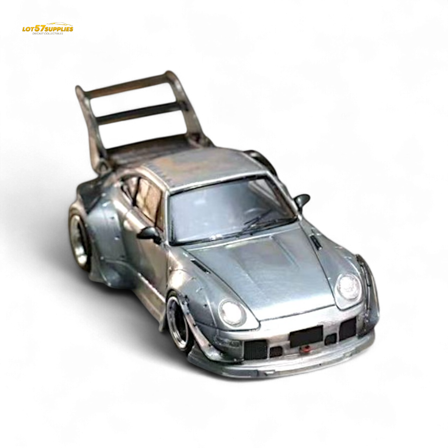 Street Weapon Porsche RWB 993 Raw Varnish Color High Wing 1:64