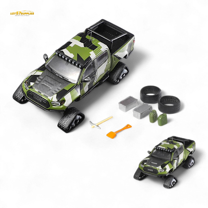 GCD Toyota TACOMA SNOW VERSION in Green Camo & 3PMSF Tires 1:64