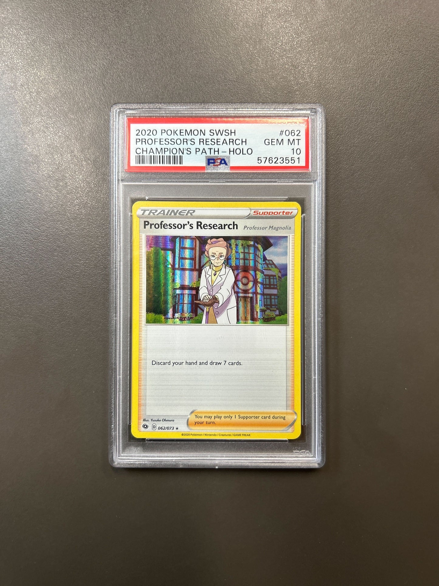 2020 POKEMON SWORD & SHIELD CHAMPION'S PATH PROFESSOR'S RESEARCH HOLO #62 PSA 10