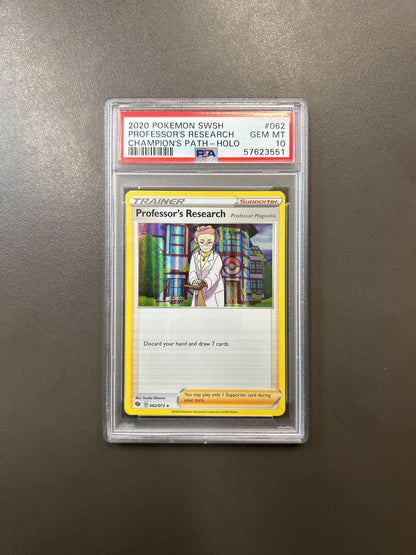 2020 POKEMON SWORD & SHIELD CHAMPION'S PATH PROFESSOR'S RESEARCH HOLO #62 PSA 10
