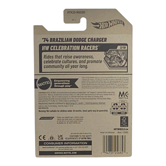 Hot Wheels '74 Brazilian Dodge Charger - International Woman's Day - Celebration Racers Series 3/10