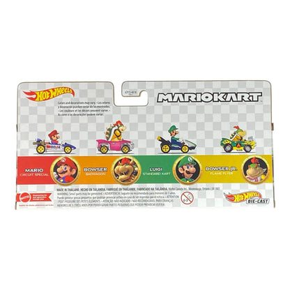 Hot Wheels Mario Kart Vehicle 4-Pack - Mario, Bowser, Luigi, and Bowser Jr.