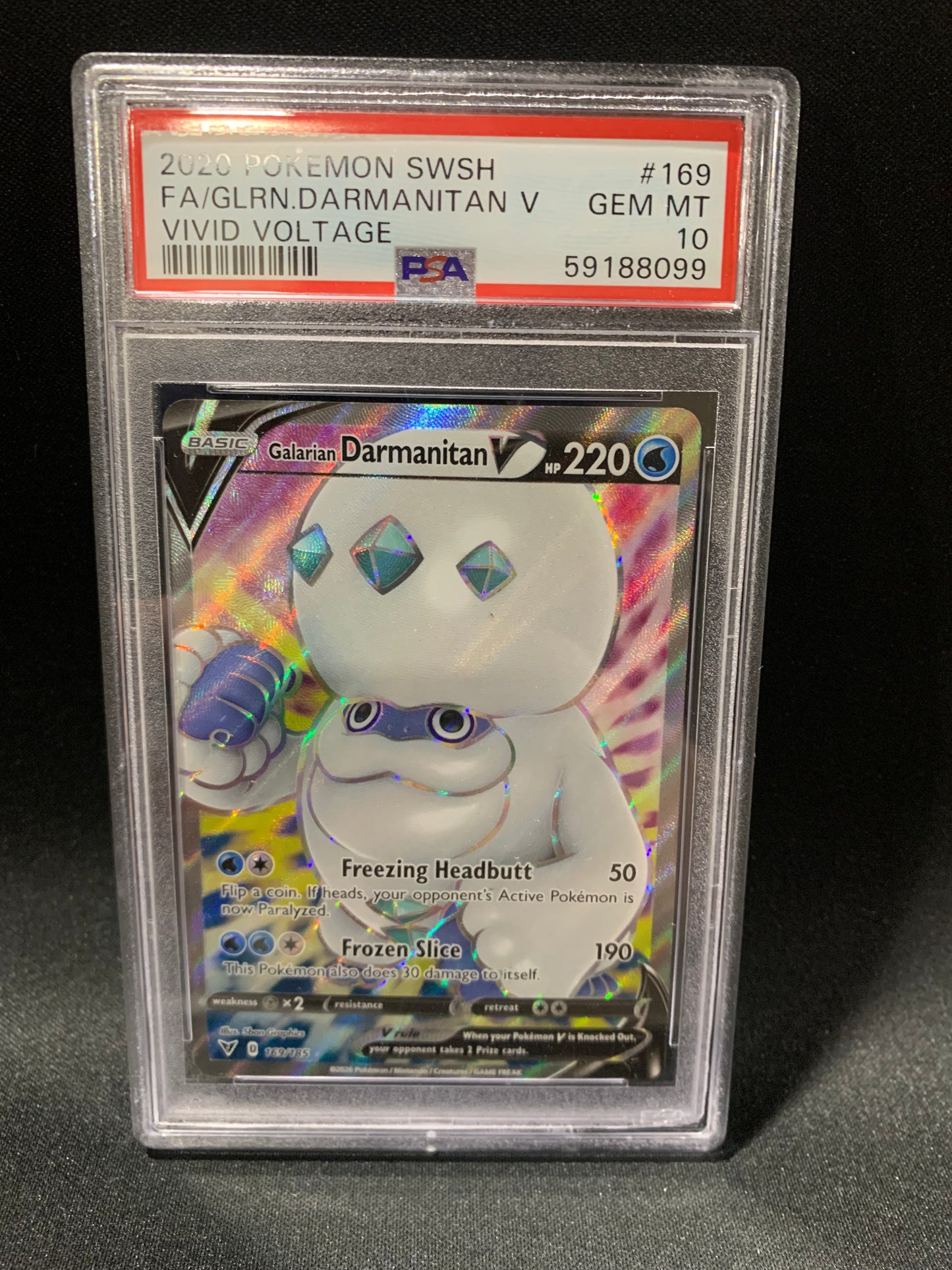 2020 POKEMON SWORD & SHIELD VIVID VOLTAGE FA/GLRN.DARMANITAN V #169 - PSA GEM MT 10