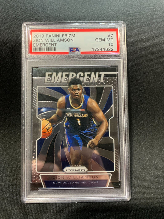 2019 PANINI PRIZM EMERGENT ZION WILLIAMSON EMERGENT #7 - PSA 10 ROOKIE CARD