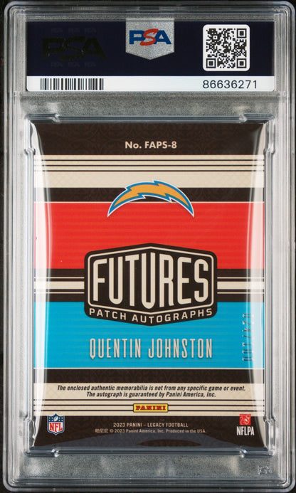 2023 PANINI LEGACY FUTURES PATCH AUTOGRAPH QUENTIN JOHNSTON FUTURES PAT AUTO-RUBY #FAPS8 - PSA 9