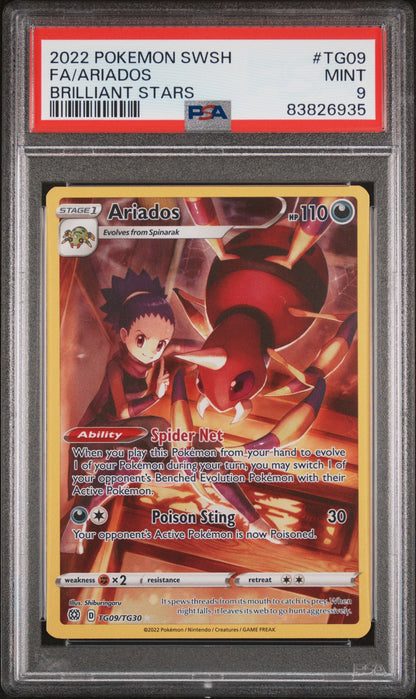 2022 POKEMON SWORD & SHIELD BRILLIANT STARS Full Art ARIADOS #TG09 PSA 9