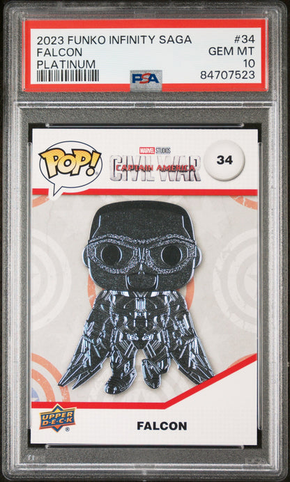2023 UPPER DECK FUNKO POP MARVEL  FALCON PLATINUM #34  PSA 10