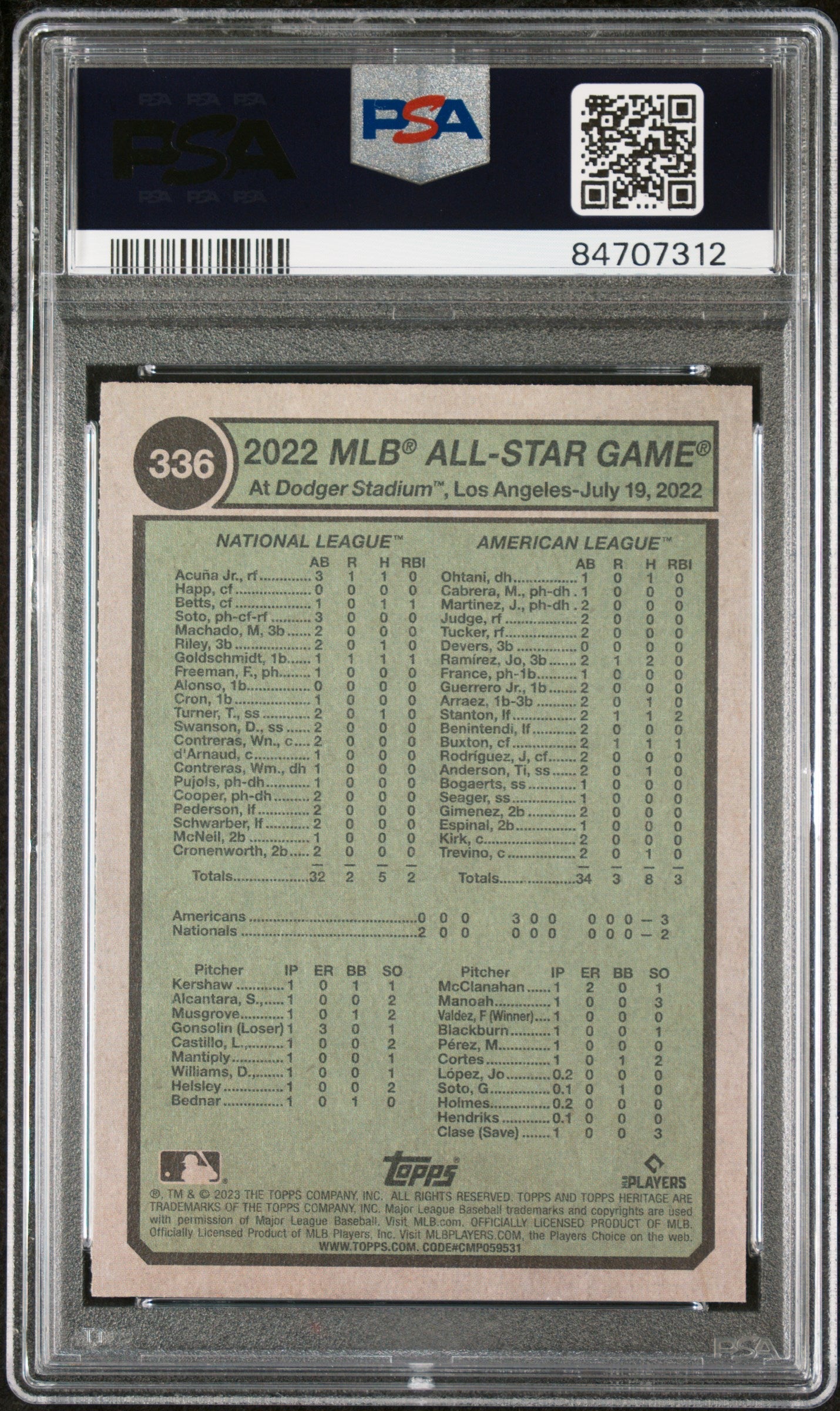 2023 TOPPS HERITAGE ACUNA JR/JUDGE  #336 - PSA 10