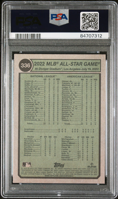 2023 TOPPS HERITAGE ACUNA JR/JUDGE  #336 - PSA 10