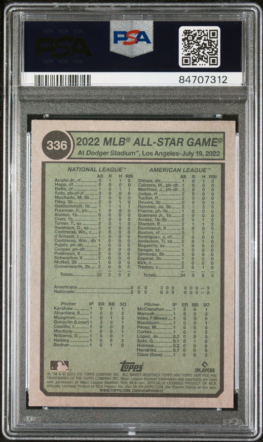 2023 TOPPS HERITAGE ACUNA JR/JUDGE  #336 - PSA 10