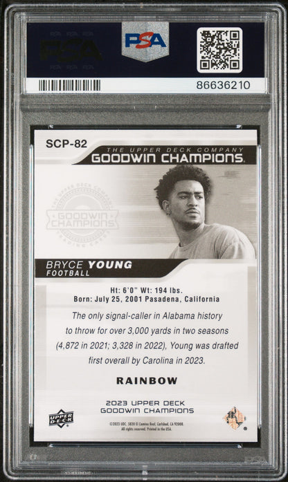 2023 UPPER DECK GOODWIN CHAMPIONS PLATINUM BRYCE YOUNG PLATINUM-RAINBOW #82 - PSA 8