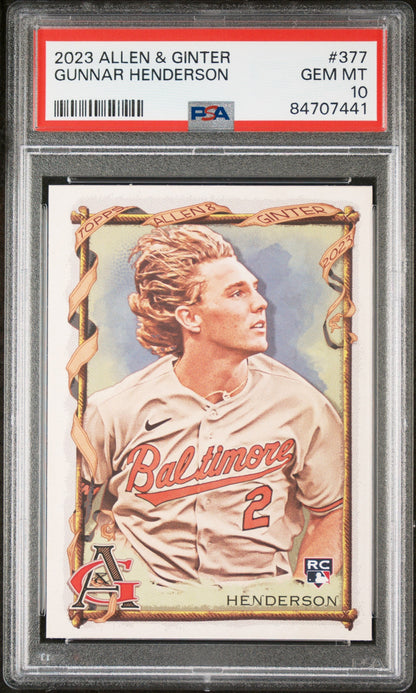 2023 TOPPS ALLEN & GINTER GUNNAR HENDERSON  #377 - PSA 10