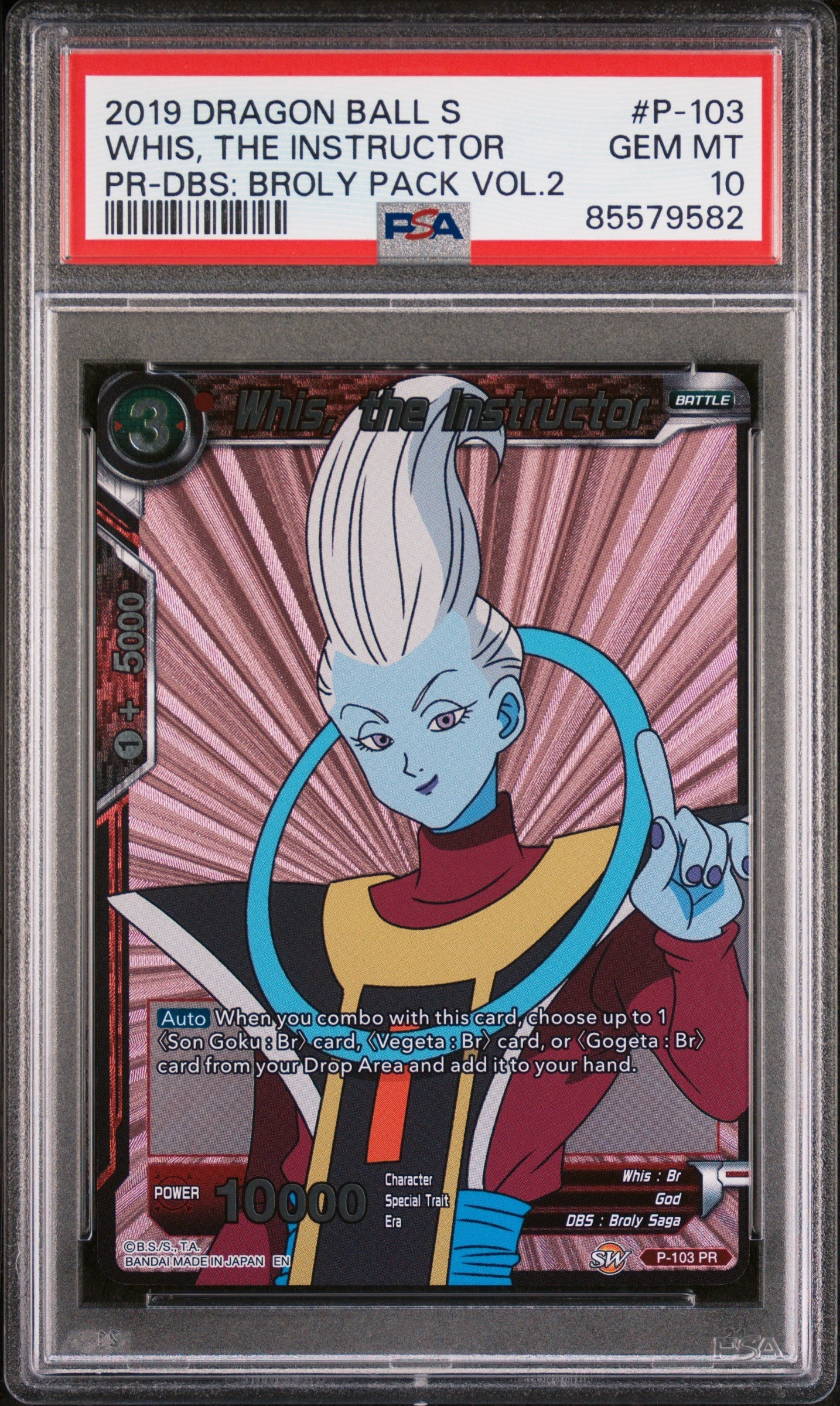 2019 DRAGON BALL SUPER DBS:BROLY VOL.2 WHIS, THE INSTRUCTOR #P-103 - PSA 10