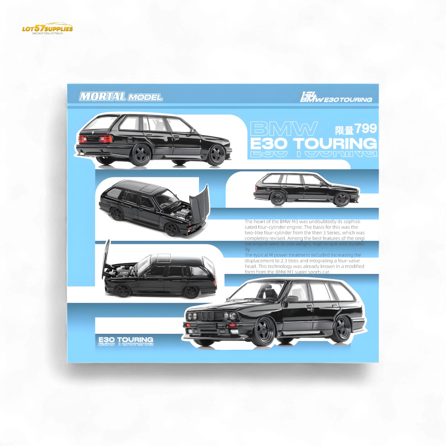 Mortal BMW E30 Crock - Openable Hood - Cambered in Full Black 1:64
