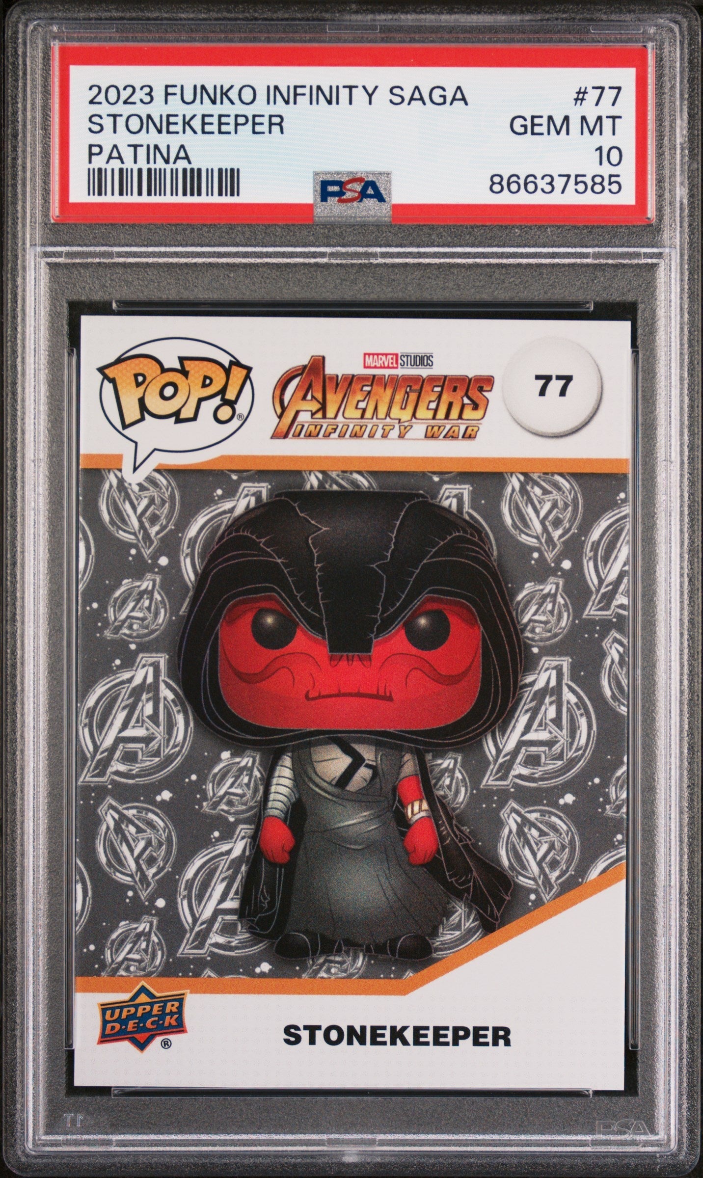 2023 UPPER DECK FUNKO POP MARVEL  STONEKEEPER PATINA #77  PSA 10