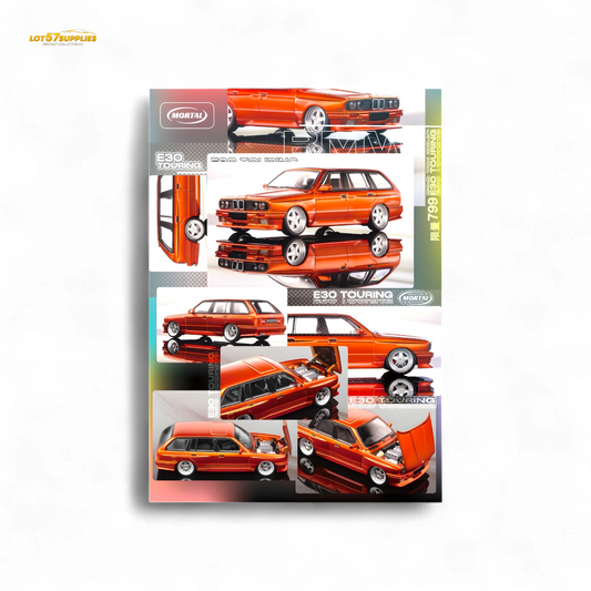 Mortal BMW E30 Crock - Openable Hood - Cambered in Sunset Orange 1:64