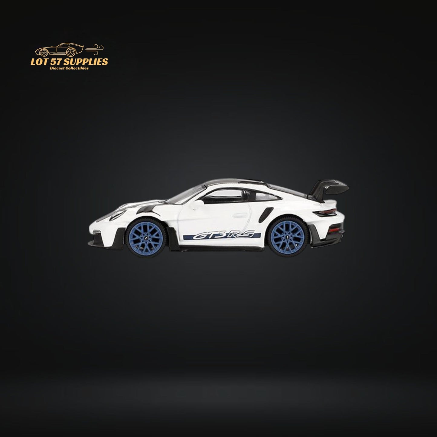 (Pre-Order) Mini-GT Porsche 911 992 GT3 RS Weissach Package White w/ Indigo Blue #853 1:64 MGT00853