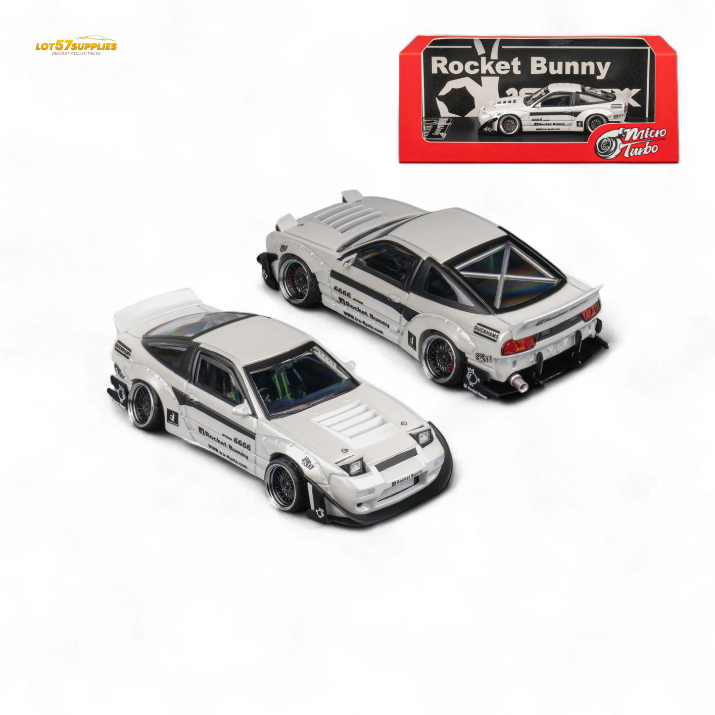 MicroTurbo Custom 180SX - Pandem Rocket Bunny White 1:64